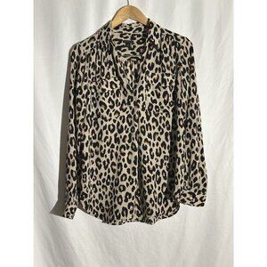 Anne Taylor Animal print pop over Long Sleeve women’s blouse size Small